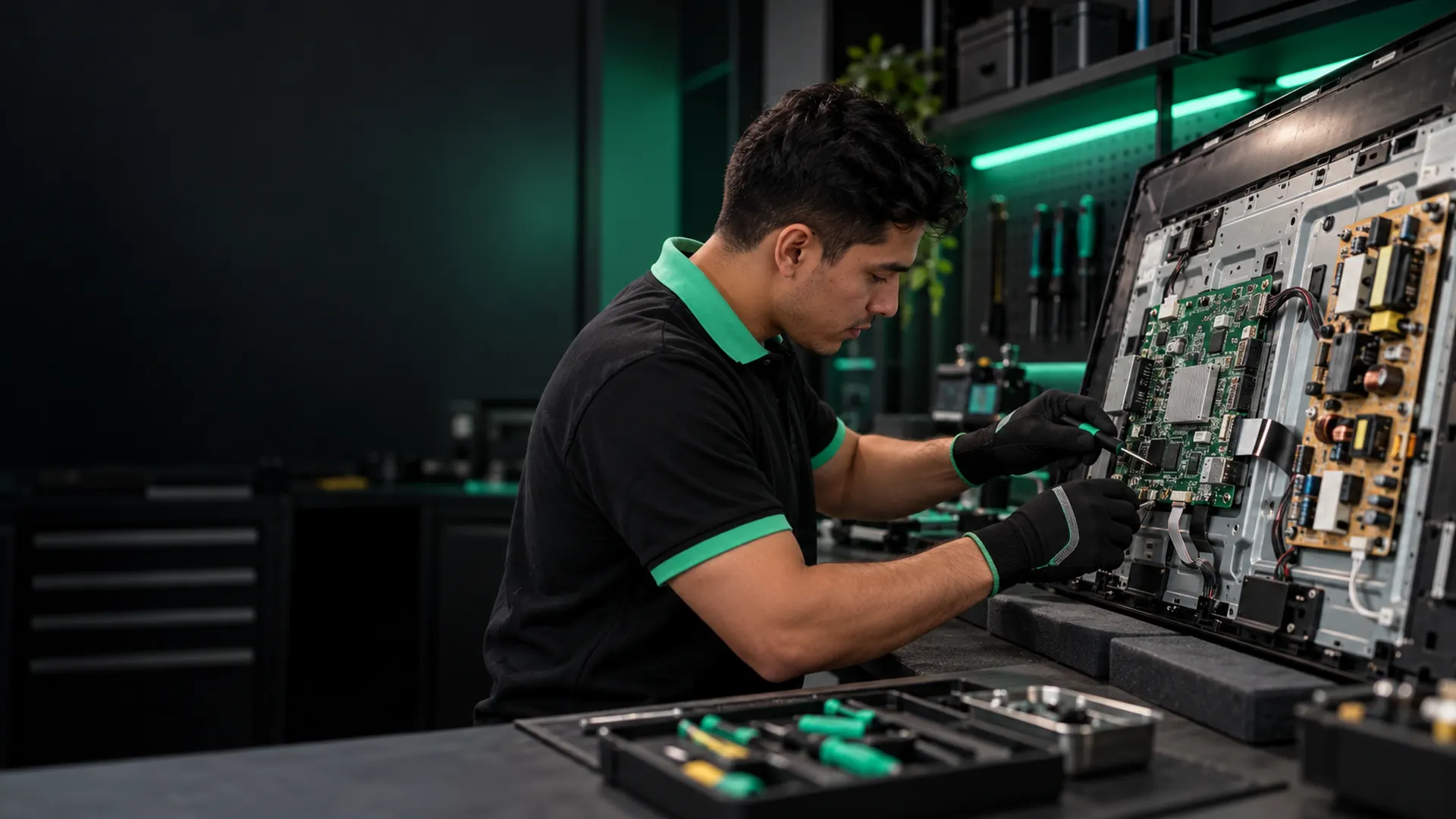 Técnico trabajando en el taller