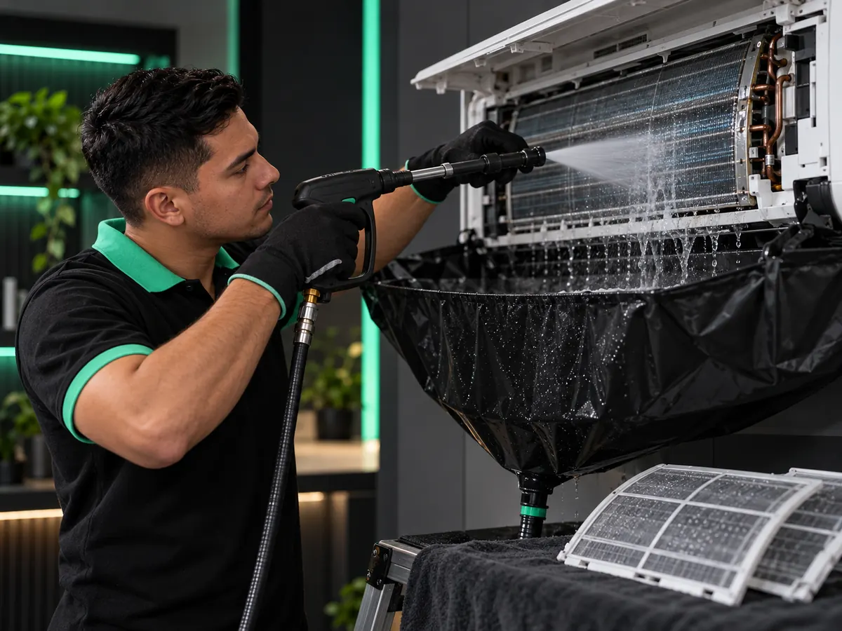Lavado de evaporador de aire acondicionado