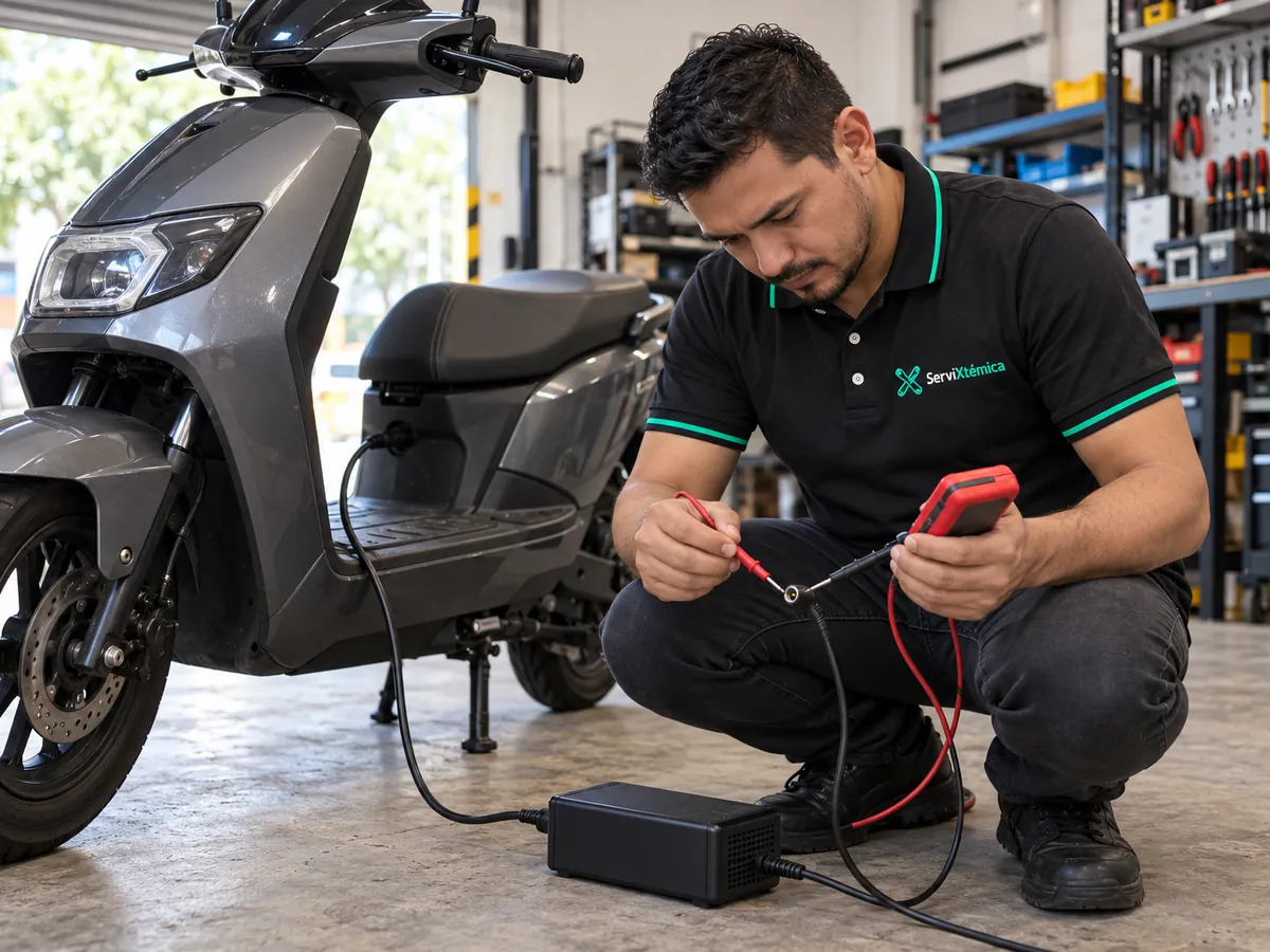 Revisión del cargador de una moto eléctrica