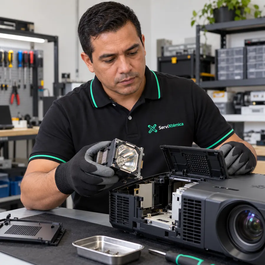 Imagen de referencia: Cambio de lámpara de proyector